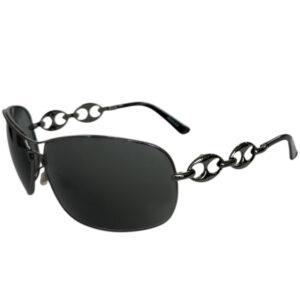 Vintage Gucci Chain Logo Wraparound Sunglasses in Black | NITRYL