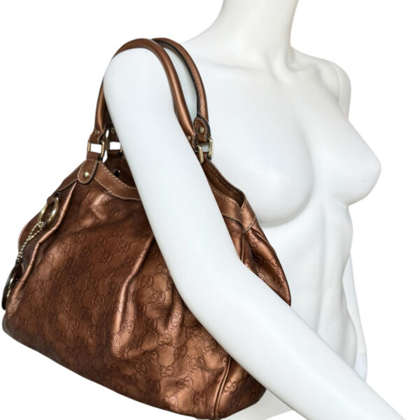 Gucci Monogram Leather Sukey Hobo Shoulder Bag in Metallic Bronze / Gold - Image 10