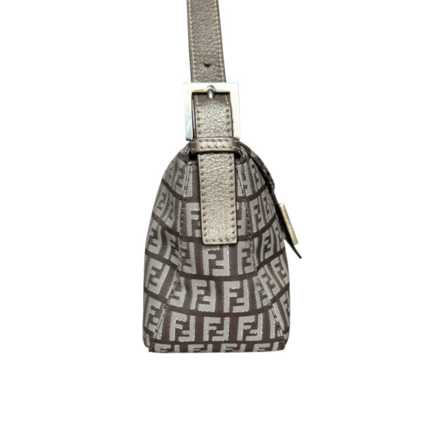 Fendi Monogram Shoulder Baguette Bag in Taupe / Metallic Silver - Image 3