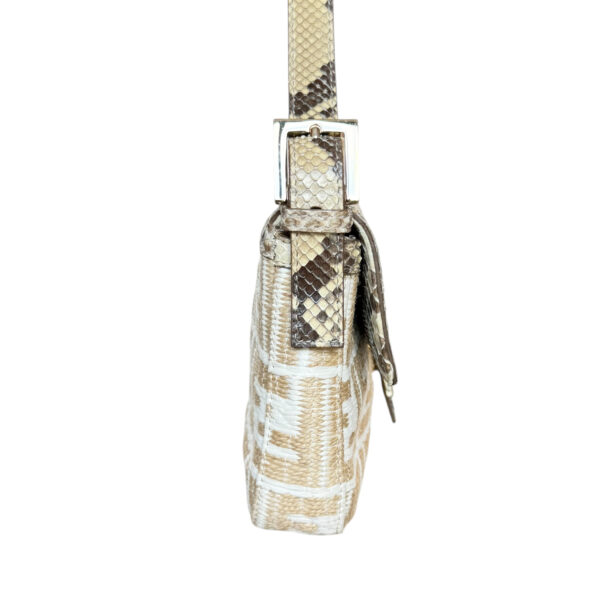 Fendi Monogram Rafia Exotic Shoulder Baguette Bag in Beige / Cream / Gold - Image 3