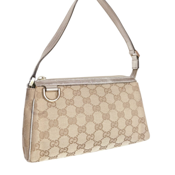 Gucci Monogram D Ring Pochette Mini Shoulder Bag in Beige / Metallic Silver / Gold - Image 2
