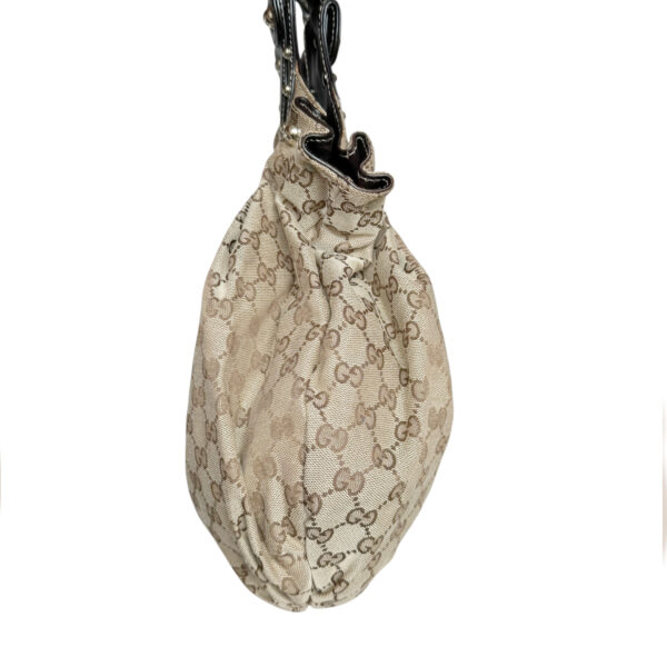 Gucci Monogram Studded Pelham Hobo Shoulder Bag in Beige / Brown / Gold - Image 3