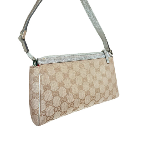 Gucci Monogram D Ring Pochette Mini Shoulder Bag in Beige / Metallic Silver / Gold - Image 3