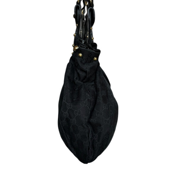 Gucci Monogram Studded Pelham Hobo Shoulder Bag in Black / Gold - Image 3