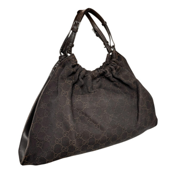 Gucci Monogram Ruched Shoulder Bag in Brown - Image 4