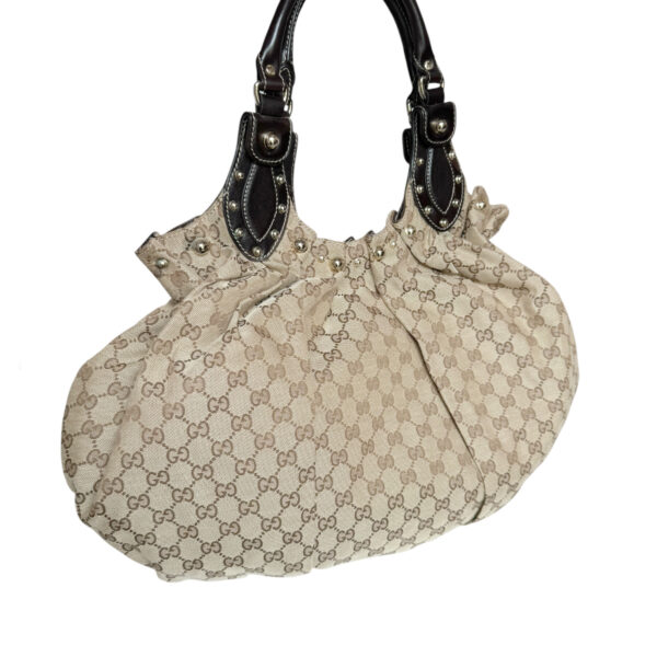 Gucci Monogram Studded Pelham Hobo Shoulder Bag in Beige / Brown / Gold - Image 4