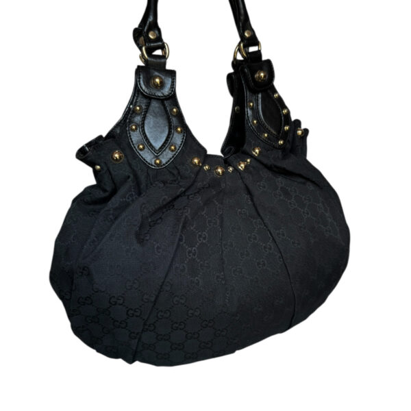 Gucci Monogram Studded Pelham Hobo Shoulder Bag in Black / Gold - Image 4