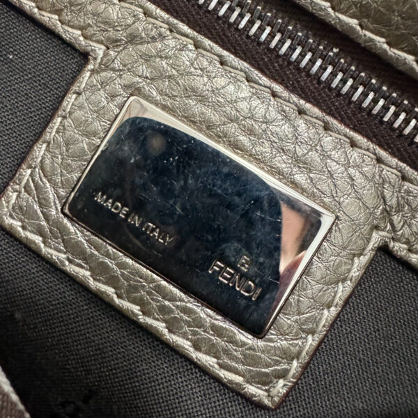 Fendi Monogram Shoulder Baguette Bag in Taupe / Metallic Silver - Image 7