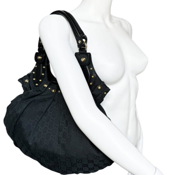 Gucci Monogram Studded Pelham Hobo Shoulder Bag in Black / Gold - Image 7