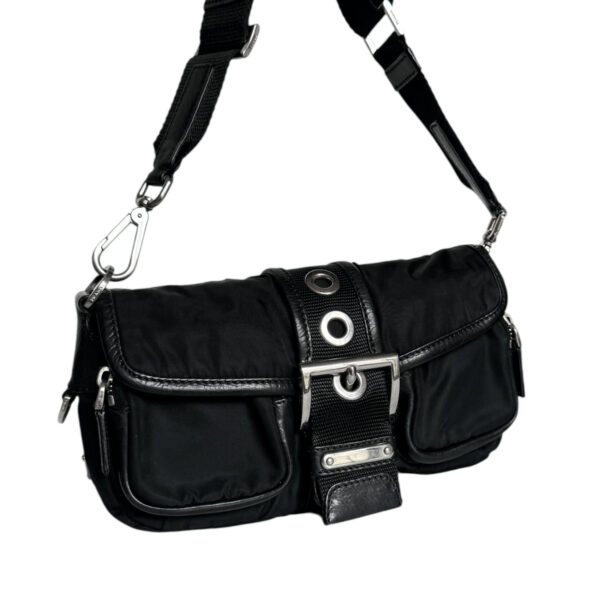Prada Nylon Leather Shoulder Bag in Black / Silver - Image 2