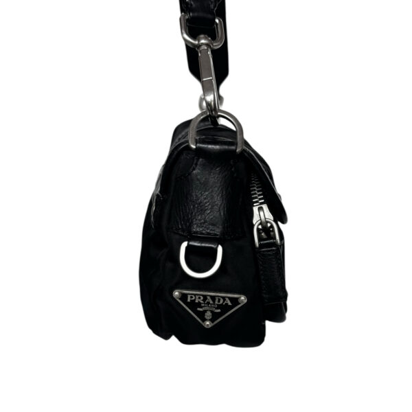 Prada Nylon Leather Shoulder Bag in Black / Silver - Image 3