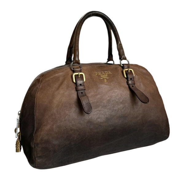 Prada Leather Ombre Shoulder Bag in Brown / Gold - Image 2