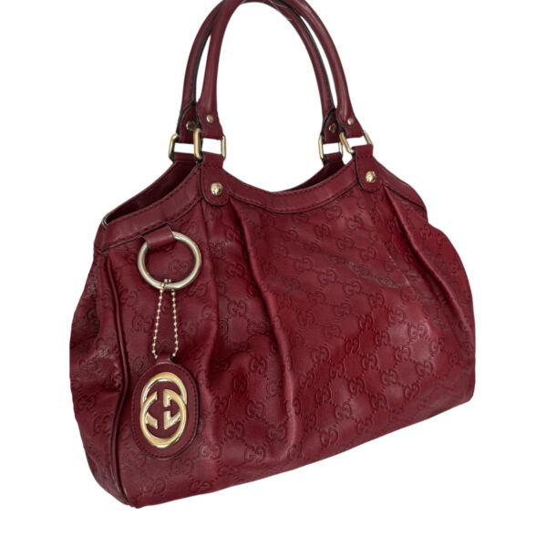 Gucci Monogram Leather Sukey Hobo Shoulder Bag in Red / Gold - Image 2