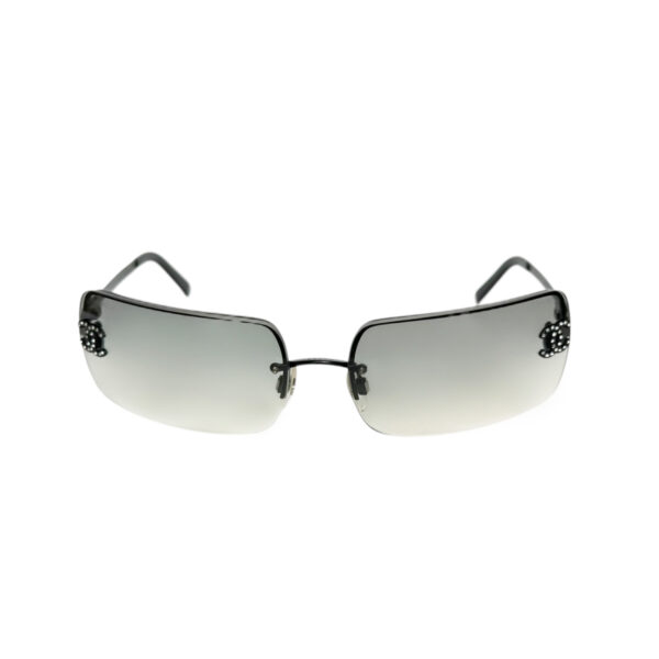 Chanel Diamante Rimless Sunglasses in Grey / Black - Image 2