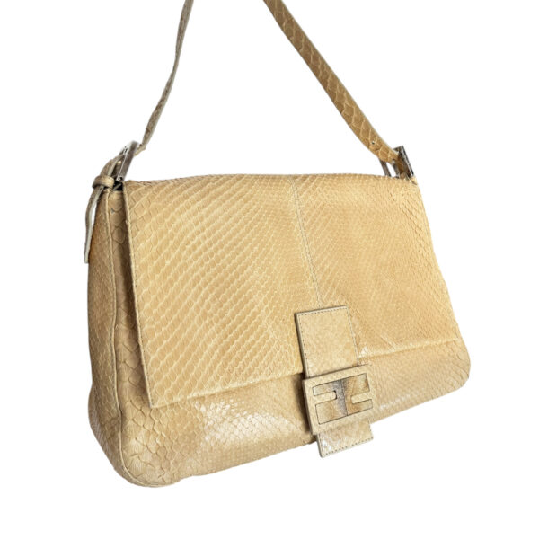 Fendi Python Exotic Shoulder Mamma Baguette Bag in Beige / Silver - Image 2