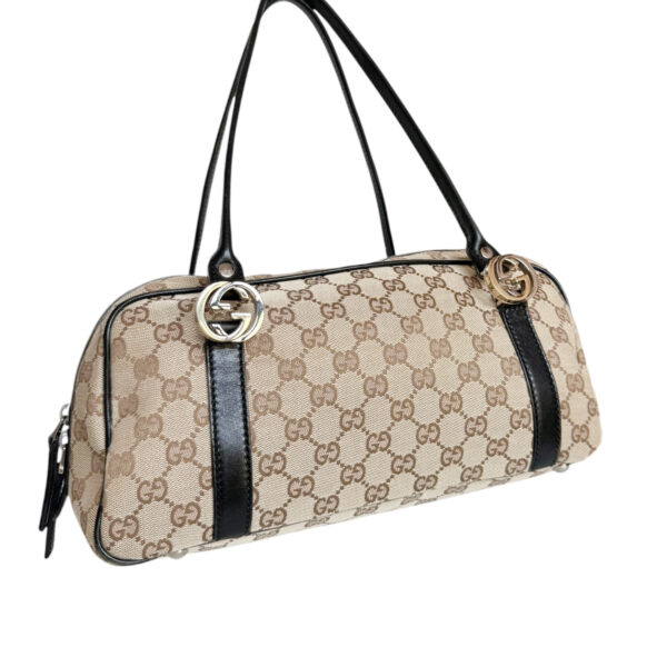 Gucci Monogram Logo Shoulder Bag in Beige / Black - Image 2