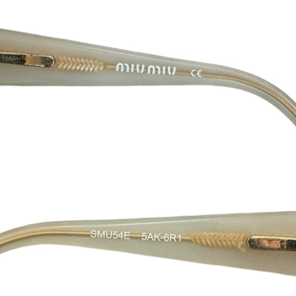 Miu Miu Logo Wraparound Sunglasses in Beige / Gold - Image 3