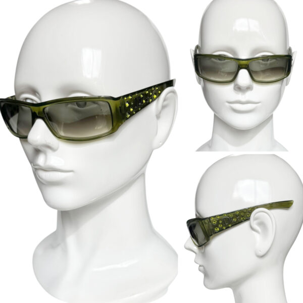 Dior Logo Crystal Sunglasses in Green - Image 4