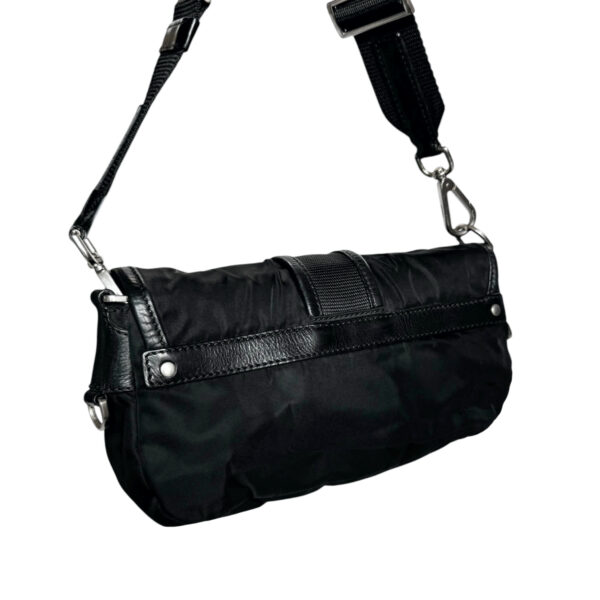 Prada Nylon Leather Shoulder Bag in Black / Silver - Image 4