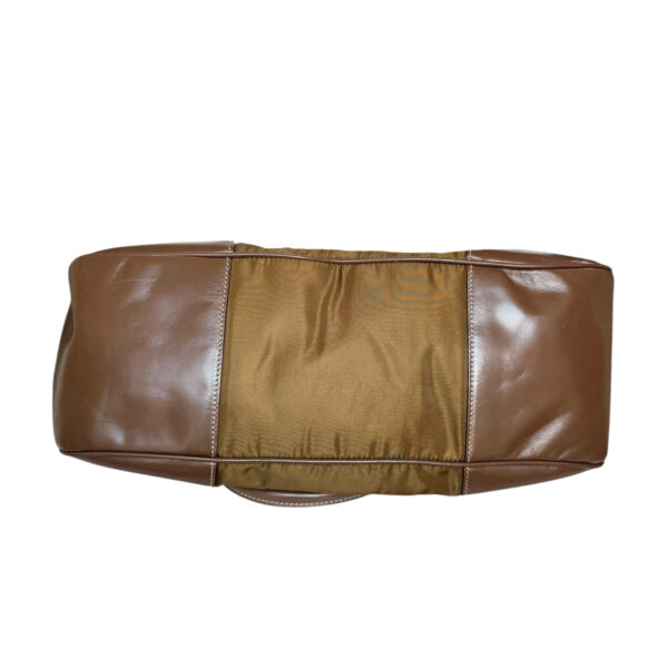 Prada Nylon Buckle Half Moon Hobo Shoulder Bag in Brown / Silver - Image 5