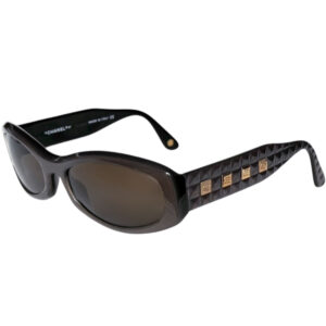 Vintage Chanel Logo Chunky Sunglasses in Brown - Taupe / Gold | NITRYL