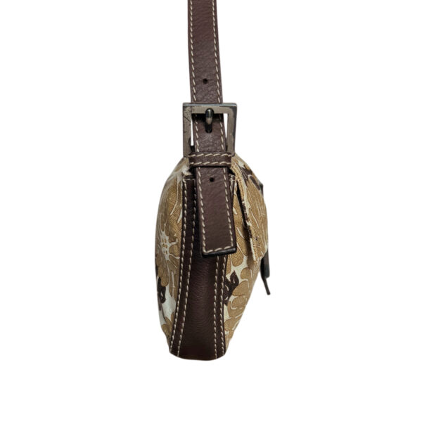Fendi Floral Canvas Shoulder Baguette Bag in Beige / Brown - Image 3