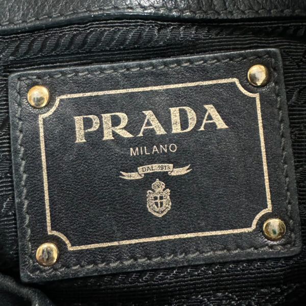 Prada Nylon Ruched Hobo Shoulder Bag in Black / Gold - Image 6