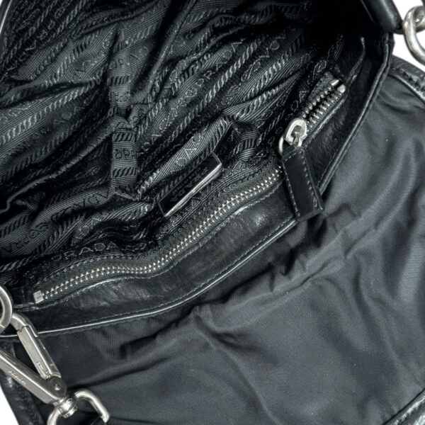 Prada Nylon Leather Shoulder Bag in Black / Silver - Image 6