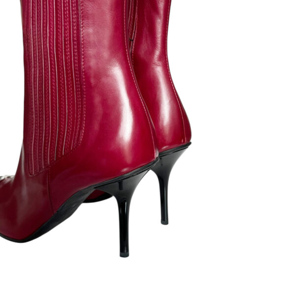 Dior 'I Love Dior' Leather Heels Boots in Cherry Red / Silver UK 3.5 - Image 3