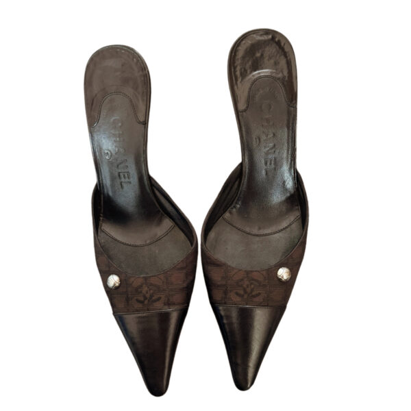 Chanel Logo Travel Mule Heels in Brown / Silver UK 3.5 - Image 4