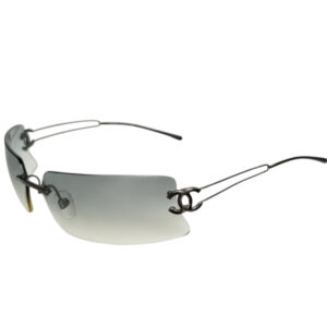 Vintage Chanel Logo Rimless Wraparound Sunglasses in Grey | NITRYL