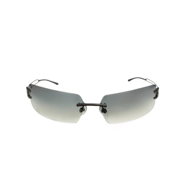 Chanel Logo Rimless Wraparound Sunglasses in Grey - Image 2