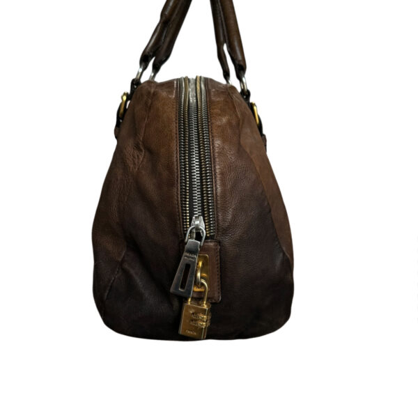 Prada Leather Ombre Shoulder Bag in Brown / Gold - Image 3
