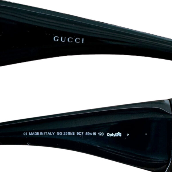 Gucci GG Logo Slim Wraparound Sunglasses in Maroon Red / Silver - Image 3