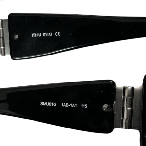 Miu Miu Logo Oversized Shield Sunglasses in Black / Silver - Image 3