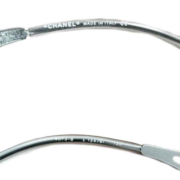 Chanel Diamante Logo Wraparound Sunglasses in Silver - Image 3