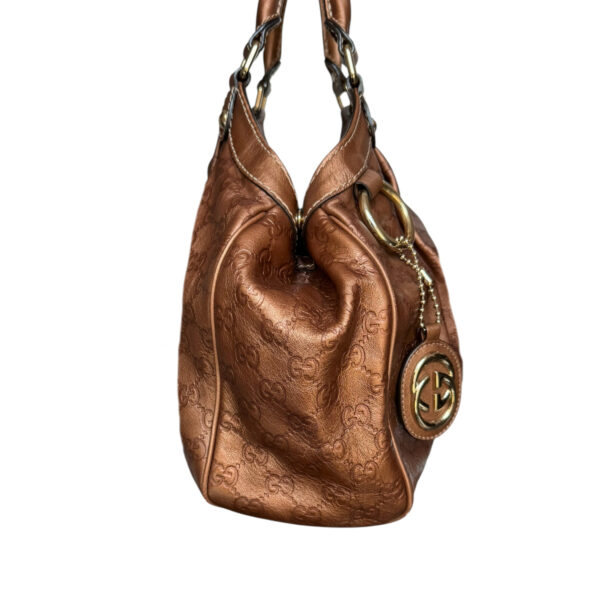 Gucci Monogram Leather Sukey Hobo Shoulder Bag in Metallic Bronze / Gold - Image 3