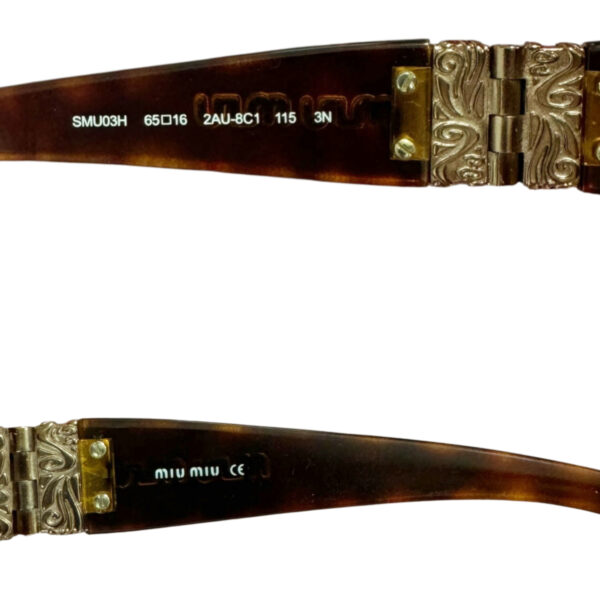 Miu Miu Logo Oversized Tortoiseshell Sunglasses in Brown / Gold - Image 3