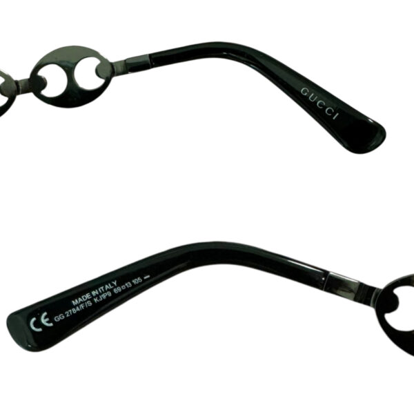Gucci Chain Logo Wraparound Sunglasses in Black - Image 3
