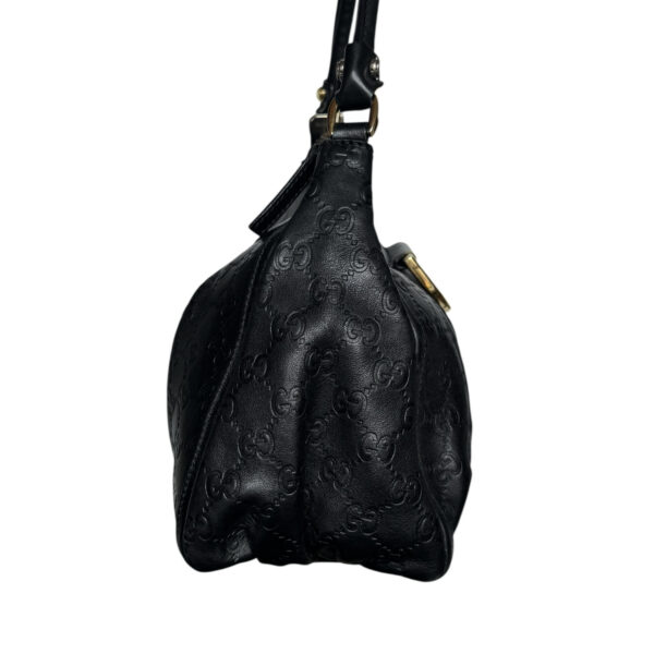 Gucci Monogram Leather D Ring Hobo Shoulder Bag in Black / Gold - Image 3