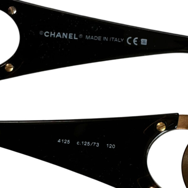 Chanel Logo Wraparound Sunglasses in Brown / Gold - Image 3