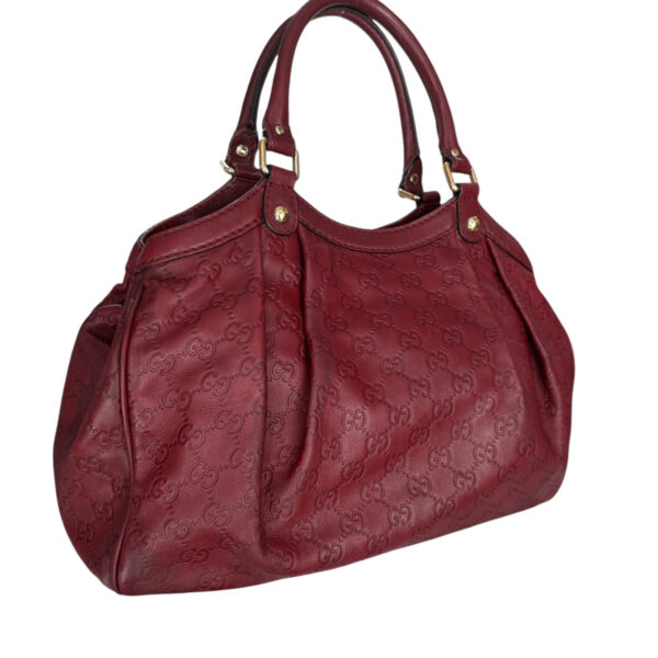 Gucci Monogram Leather Sukey Hobo Shoulder Bag in Red / Gold - Image 5