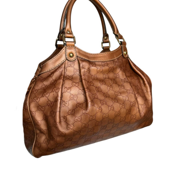 Gucci Monogram Leather Sukey Hobo Shoulder Bag in Metallic Bronze / Gold - Image 4