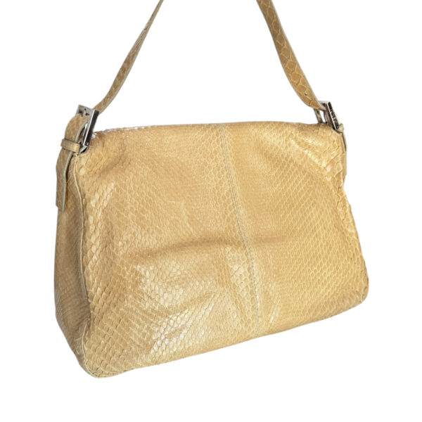 Fendi Python Exotic Shoulder Mamma Baguette Bag in Beige / Silver - Image 4