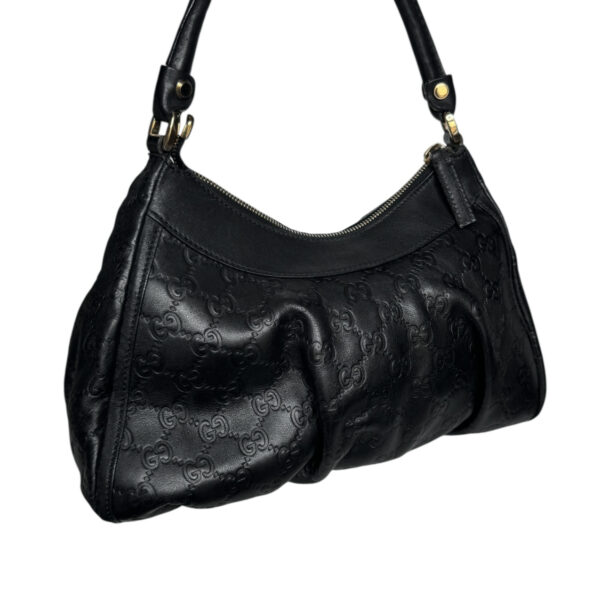 Gucci Monogram Leather D Ring Hobo Shoulder Bag in Black / Gold - Image 4