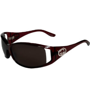 Vintage Gucci Diamante Logo Wraparound Sunglasses in Maroon Red / Silver | NITRYL