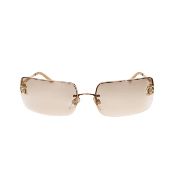 Chanel Diamante Logo Rimless Sunglasses in Gold - Image 2