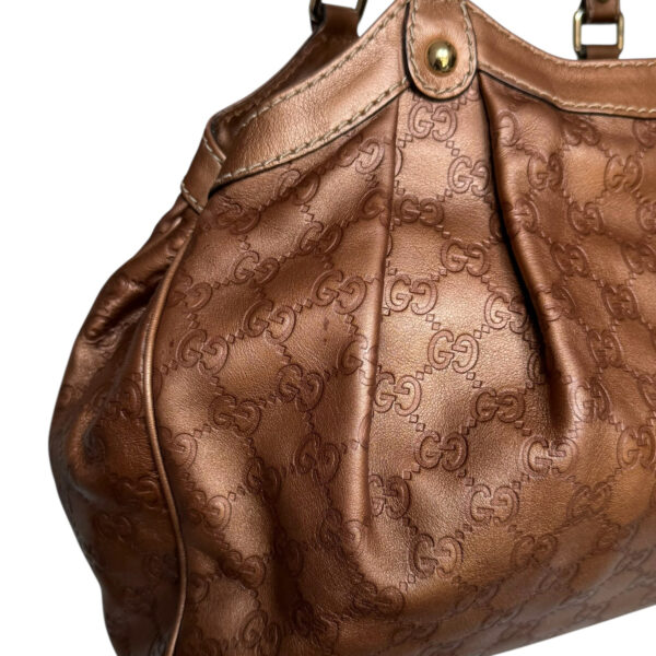 Gucci Monogram Leather Sukey Hobo Shoulder Bag in Metallic Bronze / Gold - Image 6