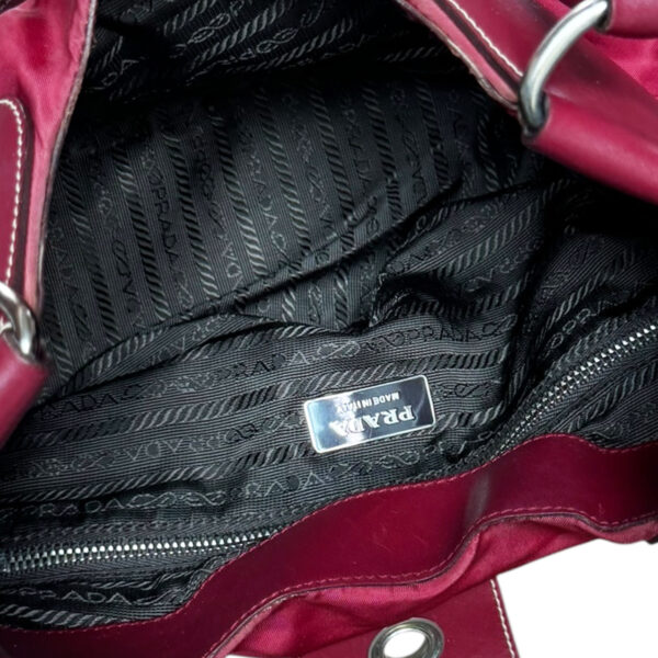 Prada Nylon Buckle Half Moon Hobo Shoulder Bag in Red / Maroon / Silver - Image 6