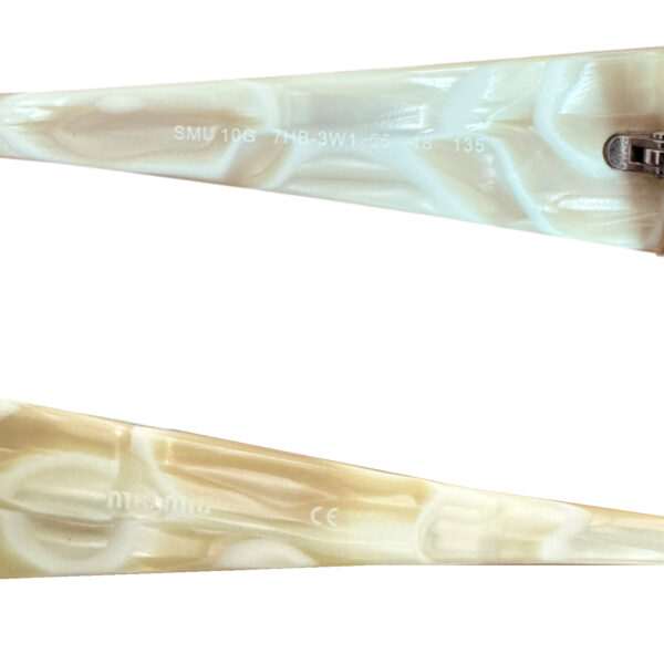 Miu Miu Diamante Logo Sunglasses in Beige / Silver - Image 3